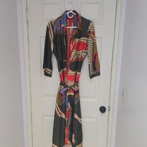 Zara Multicolor Geometric Button Up Dress